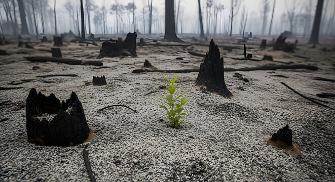 New Life Sprouts Amidst the Ashes A Symbol of Resilience and Hope Following Devastating Forest Fire