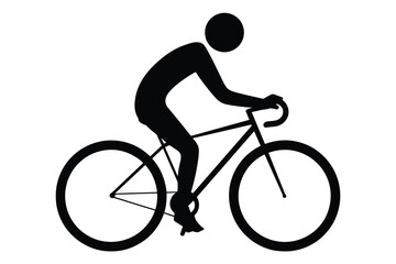 Fototapeta premium Black Silhouette of Cyclist on White Background untitled illustration