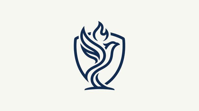 Elegant Phoenix Emblem With Flames and Shield