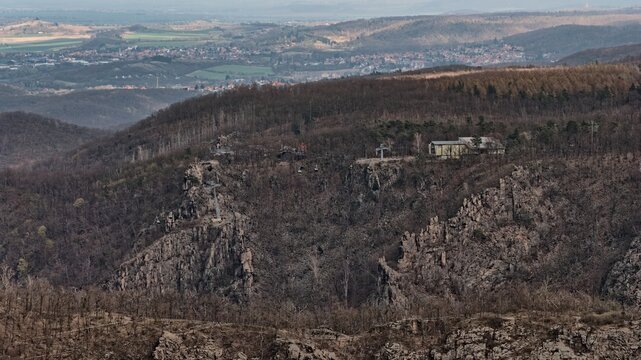 Hexentanzplatz und Bodetal. Vogelperspektive.