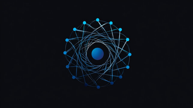 Artificial intelligence with curved movement Network lines in circle technology Analysis logo vector design concept. AI technology logotype symbol for advance technology, tech company, identity, ui,
