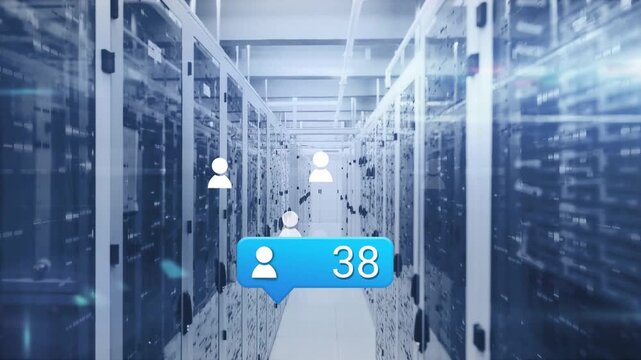 Blue count bubble updating as new connections spawning floating user icons showing rising activity