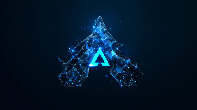 Artificial intelligence with letter A Triangle Geometric network technology Analysis logo vector design concept. AI technology logotype symbol for advance technology, tech company, identity, ui, web.