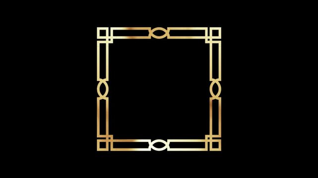 Light loop of a golden European-style square classical borde, alpha channel