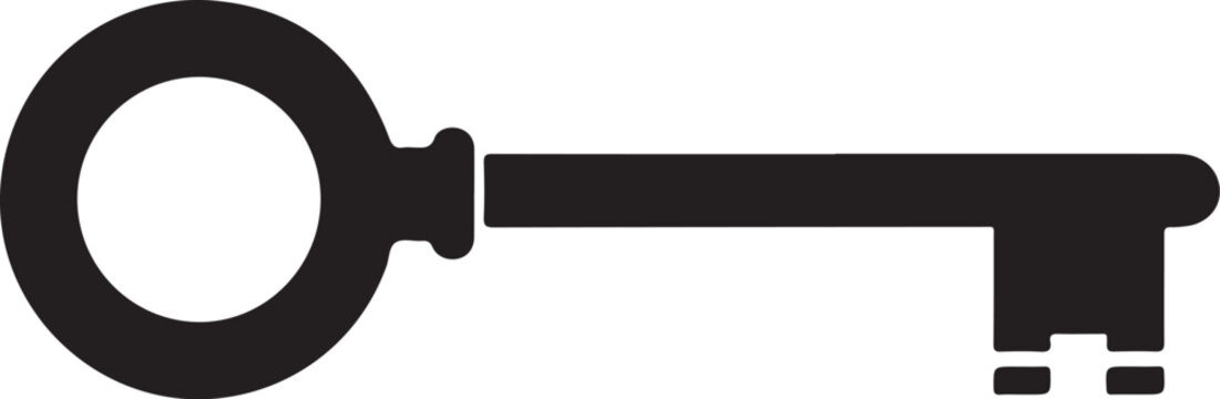 Black skeleton key white background symbol