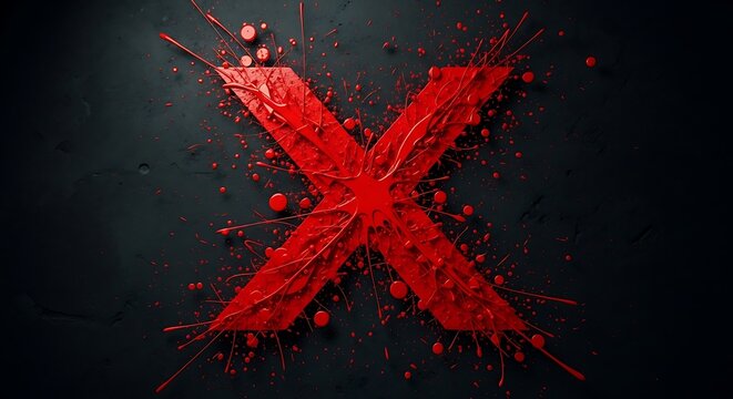 Red X Mark on Dark Background - A Symbol of Error and Rejection.