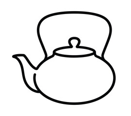 Obraz premium Minimal Line Art Kettle Icon – Simple Kitchen Teapot Outline Vector Illustration