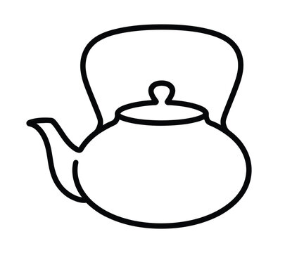 Minimal Line Art Kettle Icon &ndash; Simple Kitchen Teapot Outline Vector Illustration