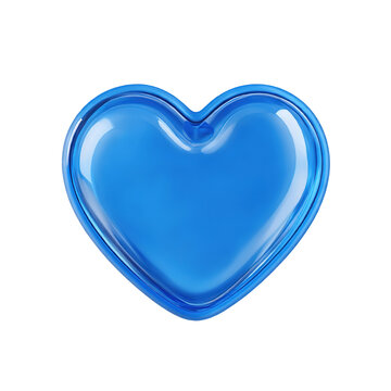 blue heart 3d render icon in cartoon plastic style minimal isolated on transparent background