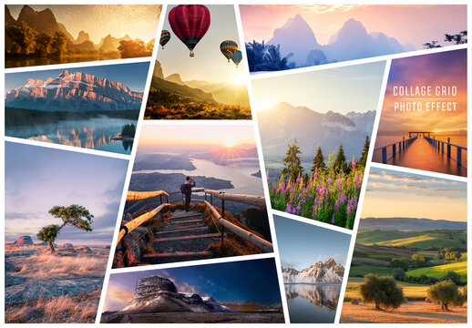Photo Collage Grid Effect Mockup