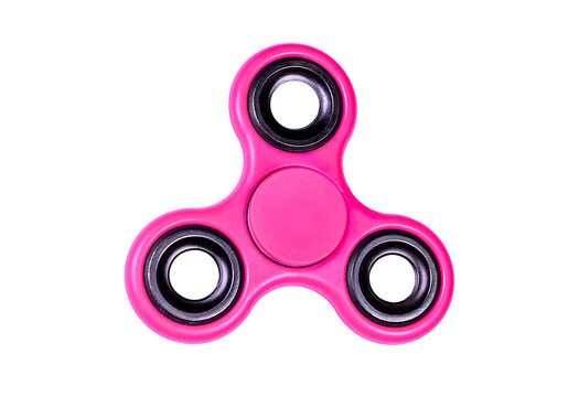 Bright pink fidget spinner toy isolated on transparent background