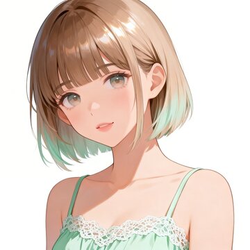 Anime Girl with Short Light Hair Portrait