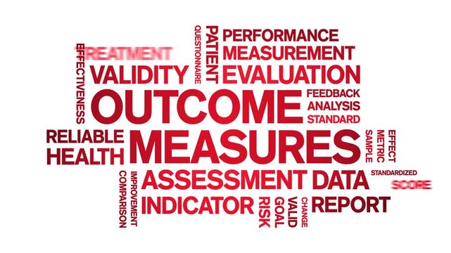 Outcome Measures animated word cloud-text design animation tag kinetic typography seamless loop.
