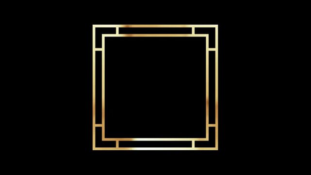 Golden square classical border light loop,alpha channel