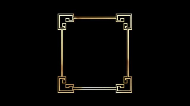Light loop of a golden European-style square classical borde,alpha channel