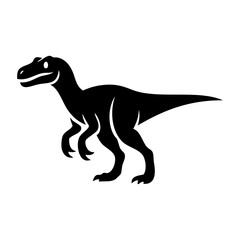 Fototapeta premium Logotipo con dibujo minimalista con la silueta de un dinosaurio tipo velociraptor