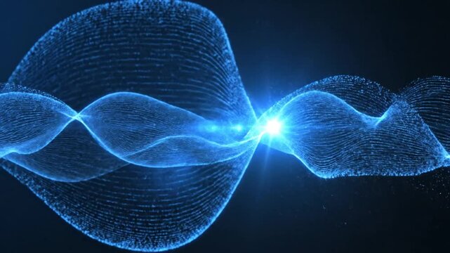 Vibrant blue light wave particle connection.