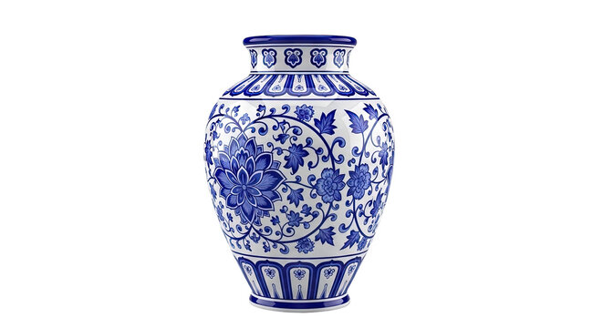 Blue and White Porcelain Vase with Floral Design