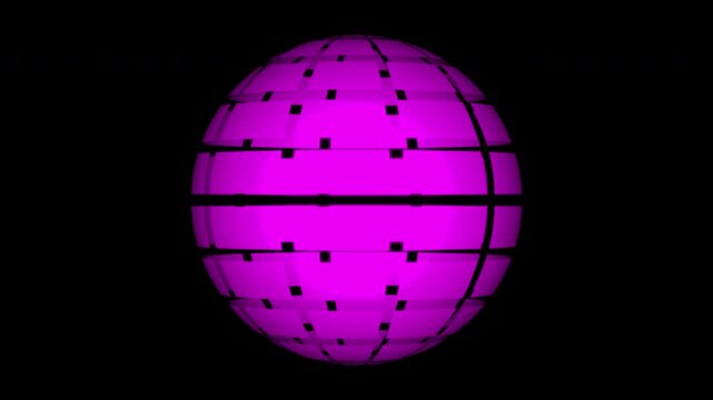 Pink glowing digital globe with geometric grid structure, symbolizing connectivity and data flow.