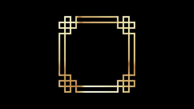 Golden square classical border light loop,alpha channel