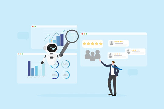 AI Marketing Analytics Dashboard with Automation Technology, Customer Insights, Data Visualization and Business Intelligence Concept