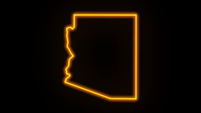 Arizona map, neon, outline