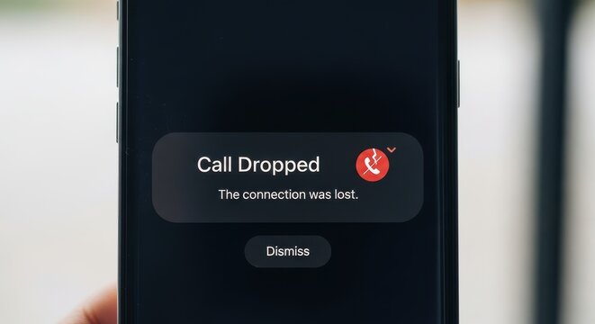 A call dropped message on a smartphone screen
