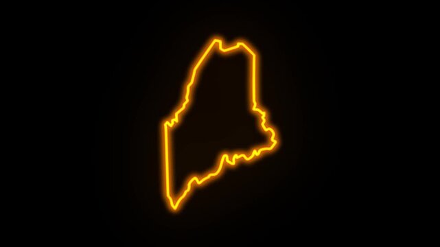 maine map neon outline