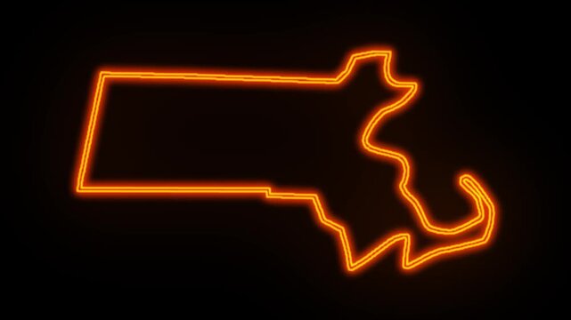 massachusetts map neon outline