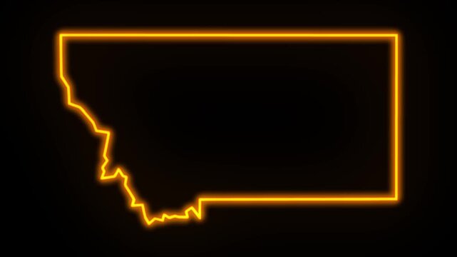 montana map neon outline