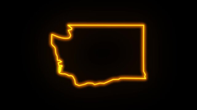 washington map neon outline
