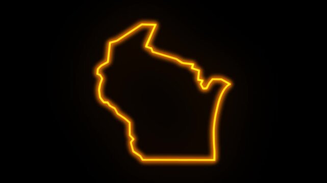 wisconsin map neon outline