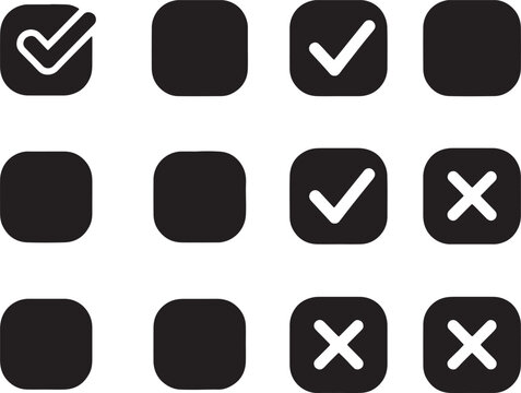 Checklist Icons Selected and Unselected Ticked and Crossed Out User Interface Elements UI Design App Development