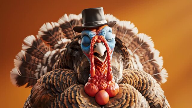 Turkey wearing a top hat for commercial backgrounds, digital design, and advertising