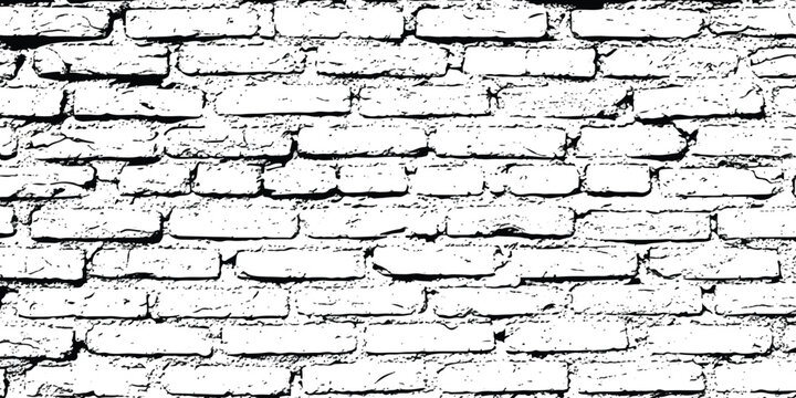 A detailed high contrast black and white sketch showing a repeating brick wall texture pattern.
