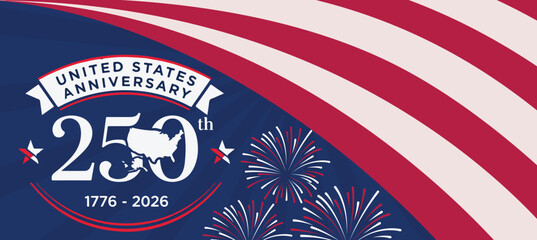 USA 250 Anniversary Background Banner – Creative Flag Inspired Design © Design studio