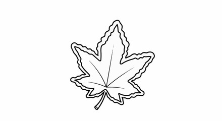 Obraz premium A detailed outline of a five-lobed leaf with serrated edges and veins