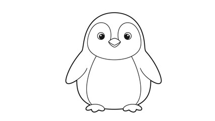 Obraz premium A cute baby penguin cartoon drawing for children's designs.