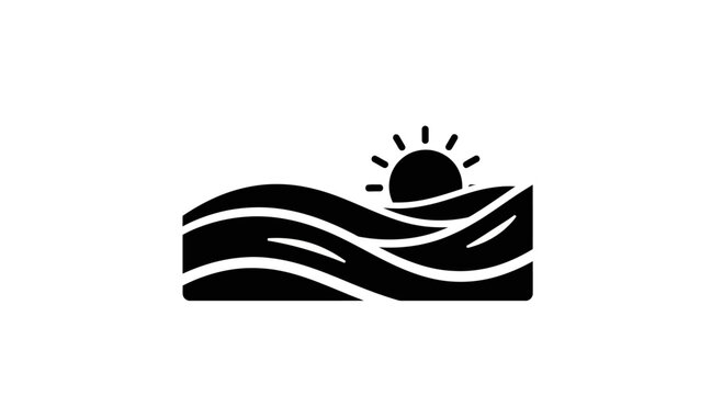 Black and white wave sun icon.