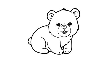 Adorable cartoon baby bear cub sitting and smiling. © Umi