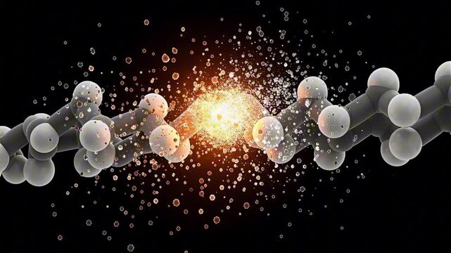 close up molecular chain nicotine link breaking and shattering into sparkling pieces healthy glow perfect for world no tobacco day