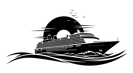 Large Cruise Ship Sailing Ocean Waves. © Nasoha