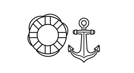 Life preserver and anchor nautical symbols. © Nasoha