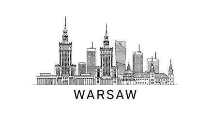 Fototapeta premium A line drawing of the Warsaw skyline