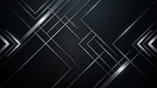 Abstract geometric background featuring intersecting silver lines and shapes on a dark textured surface, creating a modern and sleek design aesthetic