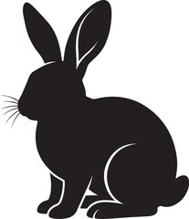Obraz premium Minimalist Rabbit Silhouette Vector – Cute Bunny Black and White Illustration
