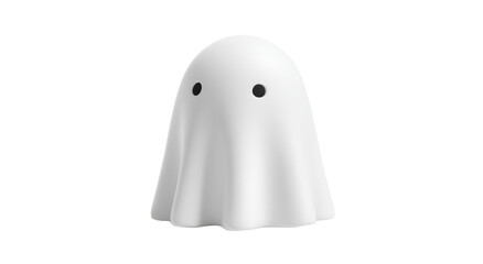 Fototapeta premium Cute 3d cartoon ghost clip art character with friendly expression and surprised eyes