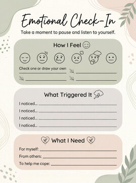 Kids Feelings Check-In Printable Worksheet for Emotional Awareness and Social Emotional Learning