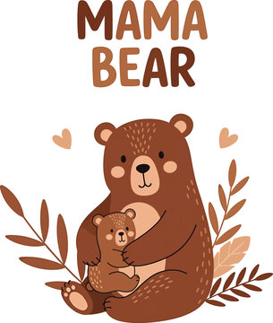 Mama bear with playful expression and raised paws