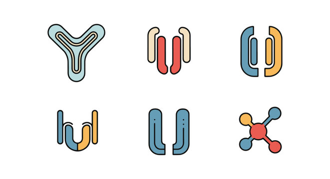 Antibody Line art vector set abstract simple shape illustration